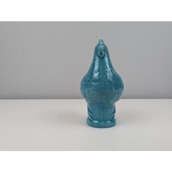Teal Blue Ceramic Chicken 3.5" Ceramic Chicken Figurine Decorative Collectible - Picture 3 of 8